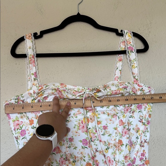 HOUSE OF CB Rosalee Ivory Meadow Print Cotton Bustier Sundress NWOT size L A-C - Picture 11 of 15